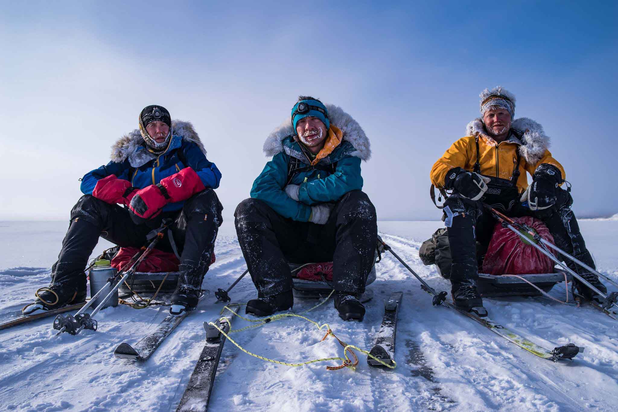 Scott Gilmour, Michael Stevenson and Rob Trigwell rest during their Lake Baikal expedition