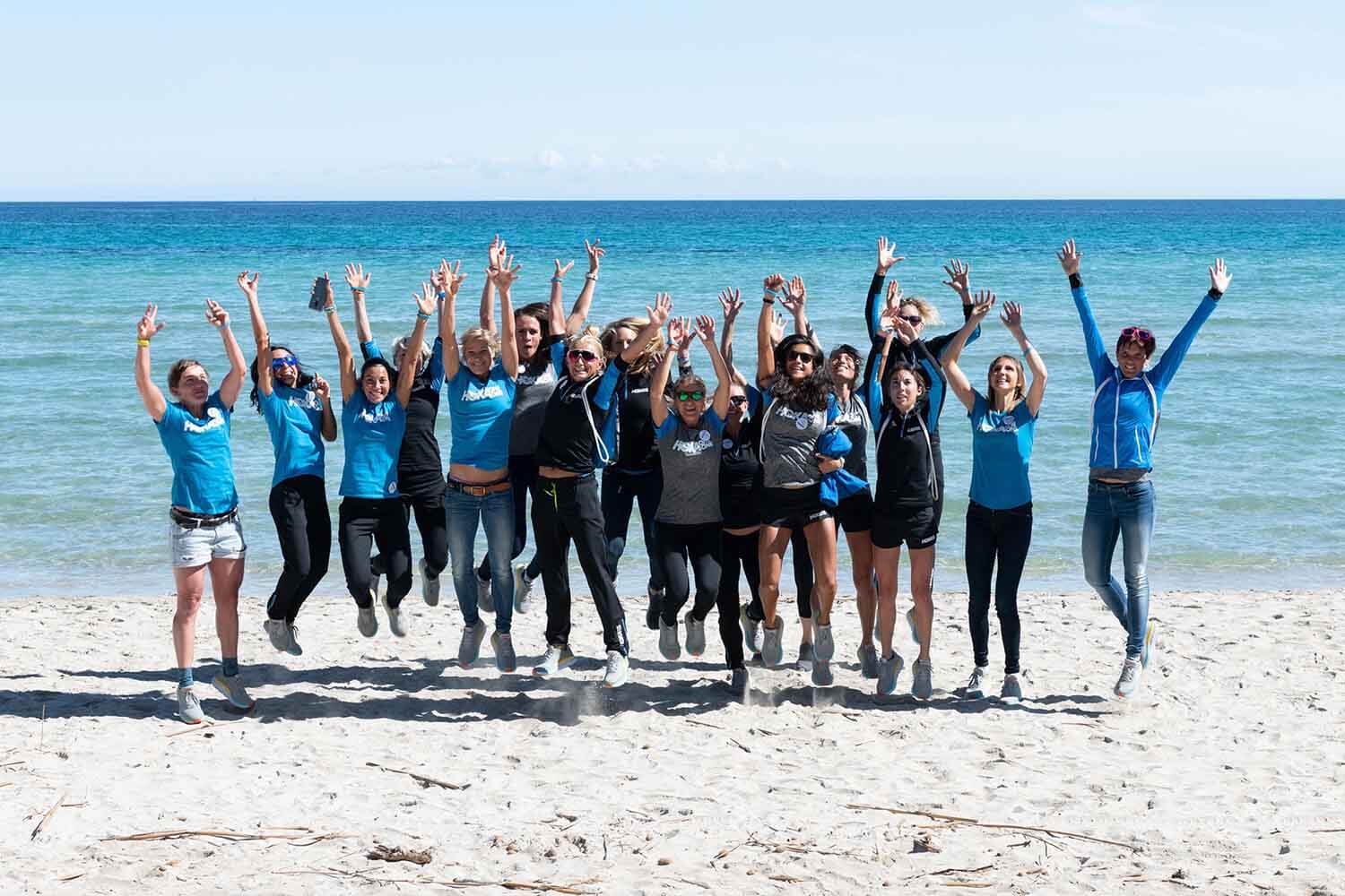 HOKA athletes on the beach in Mallorca