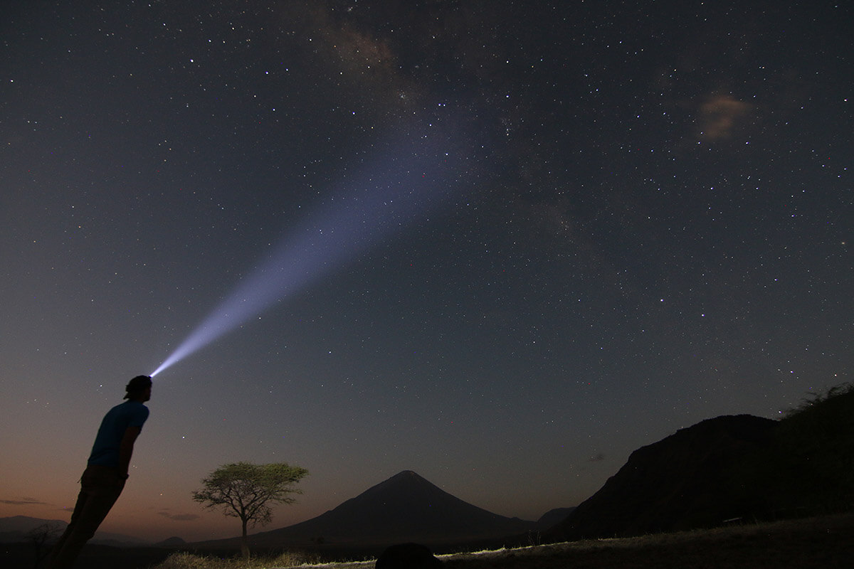 HOKA fan Simon looks out into the night sky