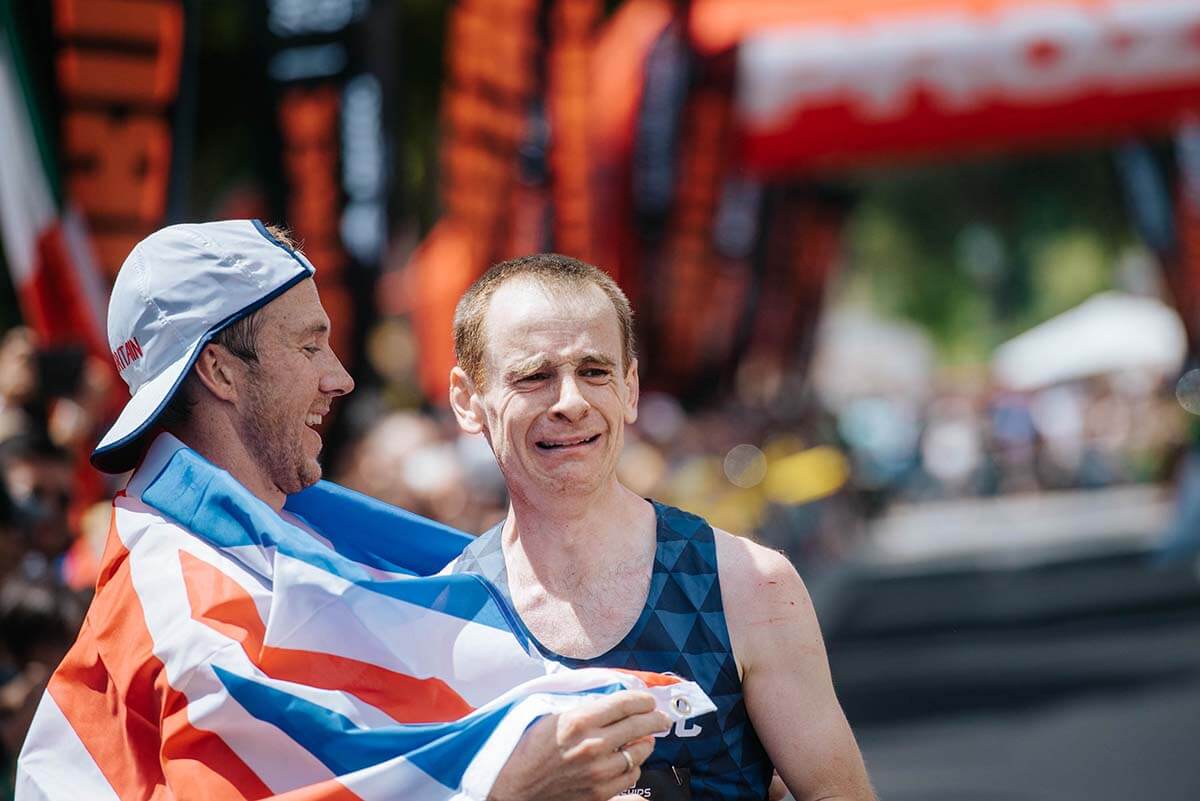 HOKA athlete Julien Rancon in tears at the end of the race