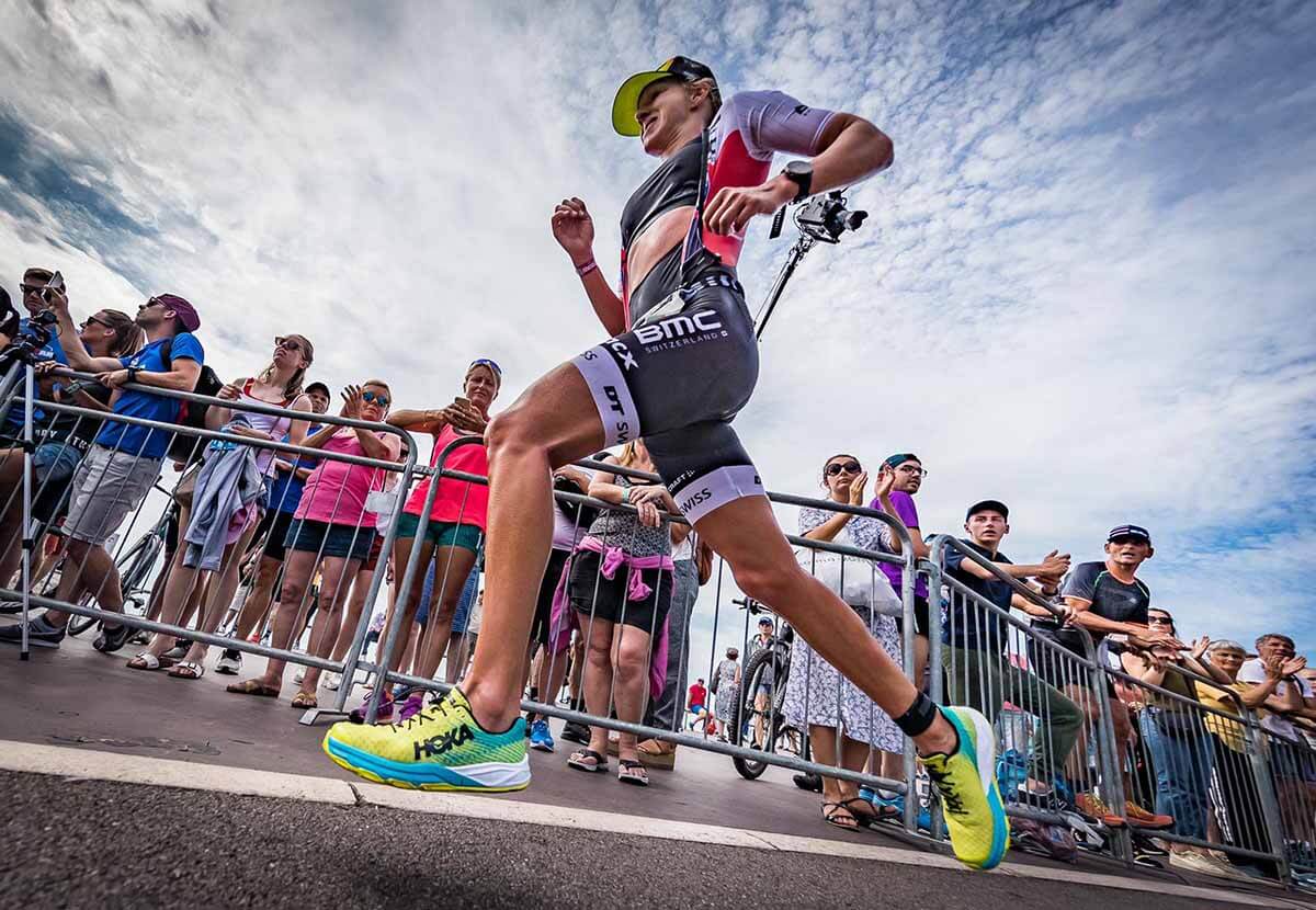 HOKA athlete Emma Pallant in action at the 2019 IRONMAN 70.3 World Championship in Nice